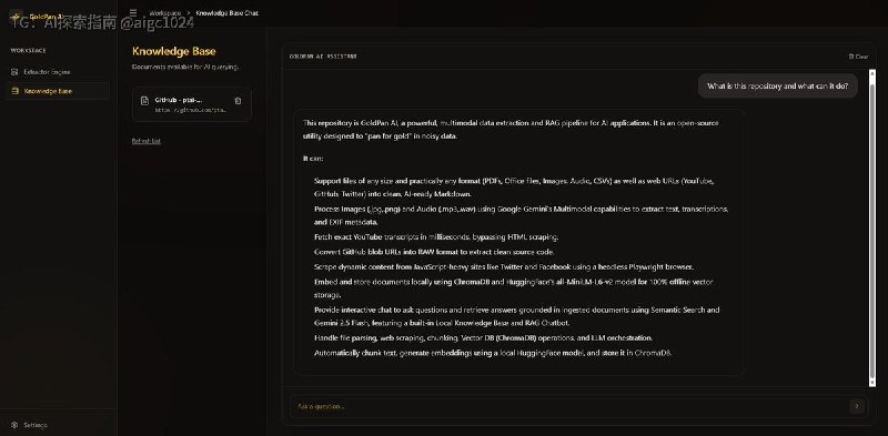 一个隐私优先的多模态数据提取与本地 RAG 工作台，把 PDF、图片、音频、YouTube 和动态网页转成 AI 能用的 Markdown，并存进 100% 本地的向量库