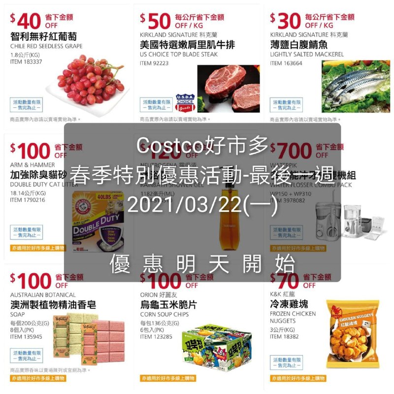 優惠期間 03/22(一)~04/01(四)Costco好市多 春季優惠活動 2021年 02/08~04/01