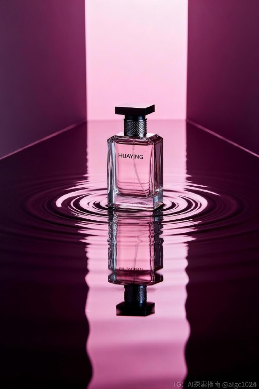 【AIGC直出，紫色香水商业摄影大片（附提示词）】提示词参考：高端商业产品摄影，现代简约且具艺术感，类似时尚杂志静物大片