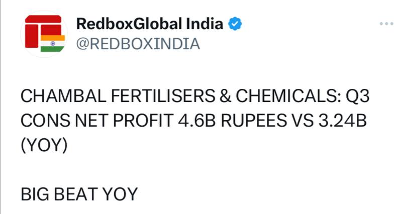 CHAMBAL FERTILISERS & CHEMICALS: Q3 EBITDA MARGIN 14.45% VS 8.08% (YOY)