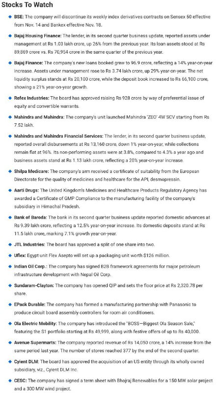 Stocks to watch