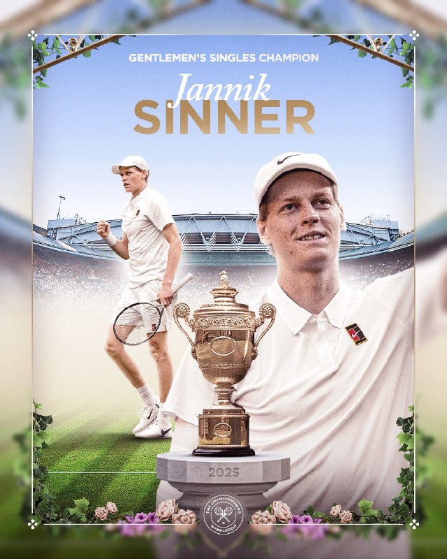 S1NNER 🏆ကမ္ဘာ့နံပါတ် ၁ Jannik Sinner သည် Carlos Alcaraz ကိုအနိုင်ယူပြီး ၎င်း၏ပထမဆုံး Wimbledon ချန်ပီယံ 🇮🇹