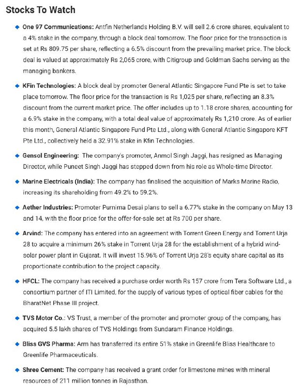 STOCKS TO WATCH