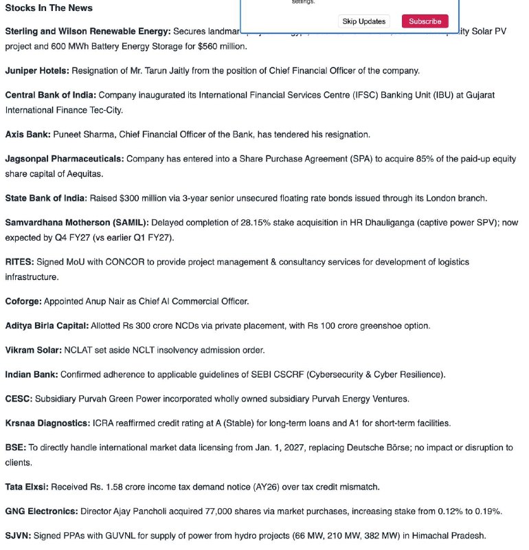 STOCKS IN NEWSSTOCKS IN NEWS