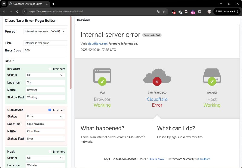 不是我的问题, 是 cf 又炸了啊生成 cf 错误页面, 快速甩锅GitHub | OL Editor
