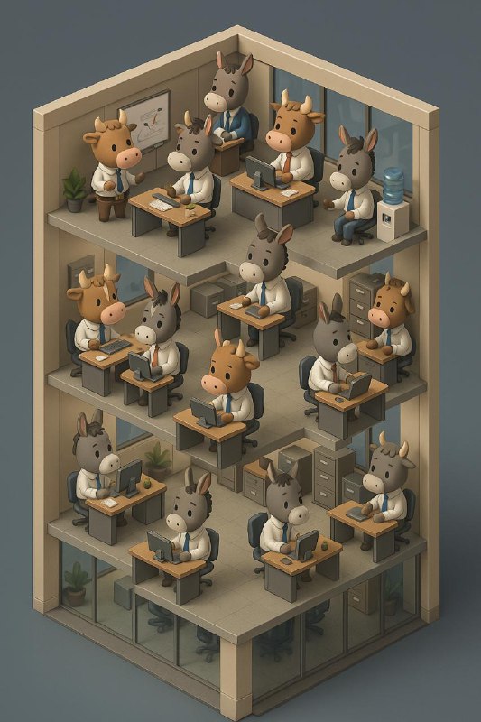 画一个写字楼，但是上班的都是Q版牛马，写字楼要有剖面图，是一个 3D 立体的，就像是大型 3D 游戏的高清质感