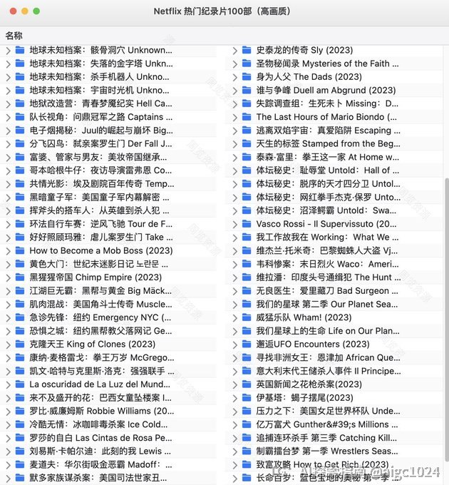 Netflix 热门纪录片100部（高画质）