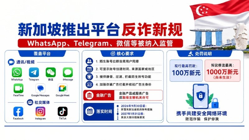 新加坡大事件：推出平台反诈新规 多款通讯及社交APP纳入监管 新加坡警方8月18日配图