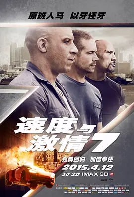 速度与激情7 Furious 7 (2015)Furious 7更新描述或海报导演