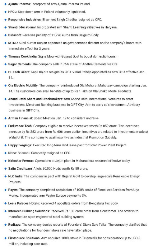 STOCKS TO WATCH