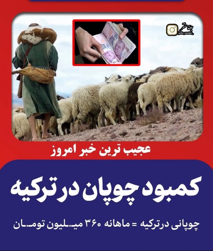 🔴 خـ ـطـ قرمز 🔴: ترکیه چوپان استخدام میکنه با حقوق ماهی ۳۶۰ میلیون.Join 🔜 @RedLineTel 🚩