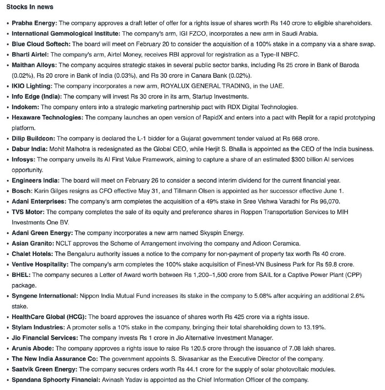 STOCKS TO WATCH