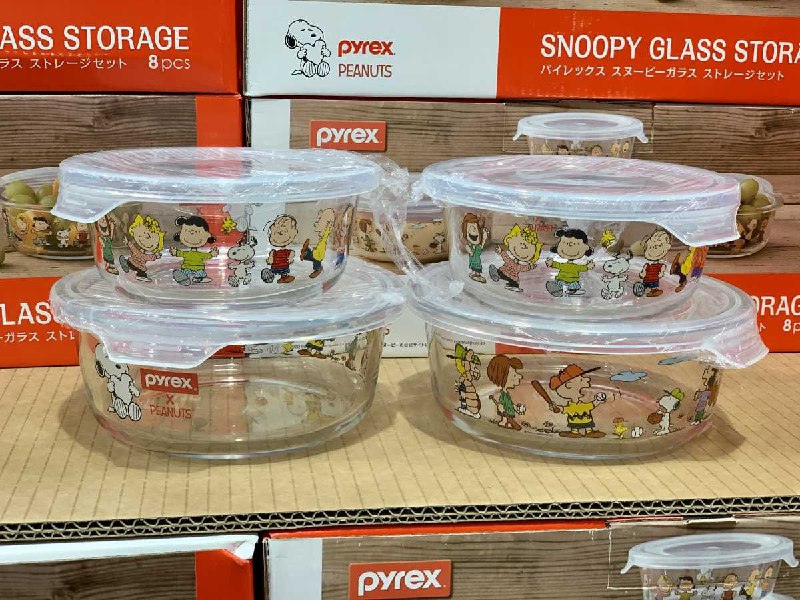 Costco目擊 PYREX x SNOOPY 聯名玻璃保鮮盒，大碗和小碗各兩個，價格比想像中還要親名