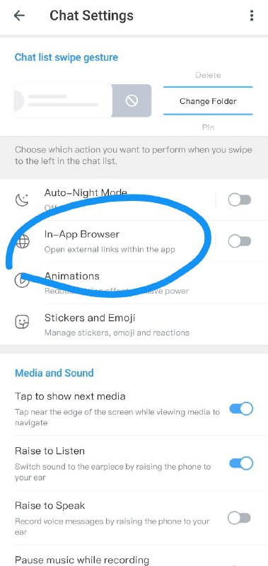 telegram app客户端最新版也启用了内置浏览器，如果不需要可以在设置—聊天设置—内置浏览器，选择关闭即可