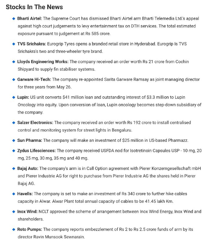 STOCKS TO WATCH