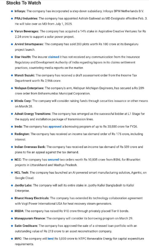 Stocks to WatchStocks to Watch