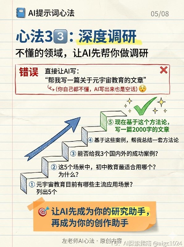 【AI提示词的道与术:为什么你的提示词不管用】你有没有遇到过这些情况:让AI写教案,结果千篇一律;让AI生成图片,总是不符合预期;让AI做方案,内容空洞没干货