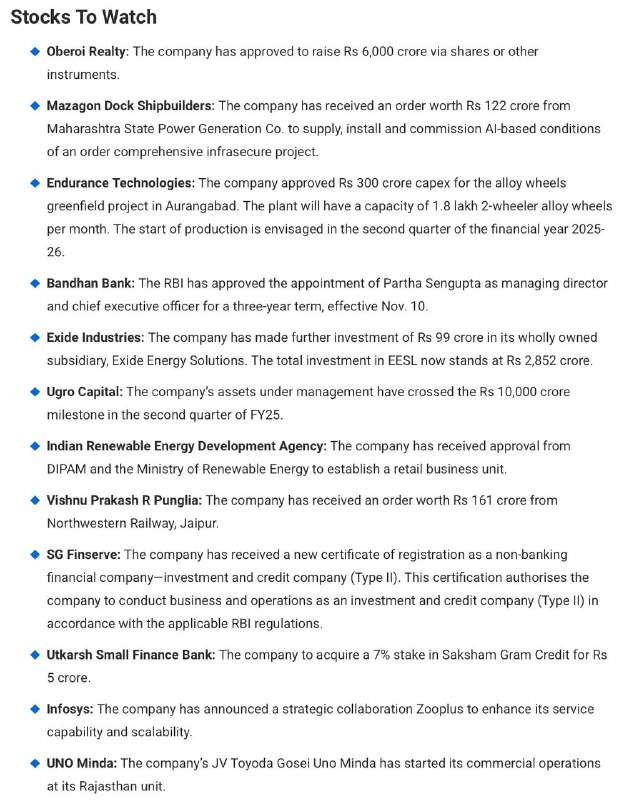 STOCKS TO WATCH