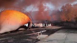 🇷🇺🇺🇦️ - ההשלכות של שביתת הלילה במחסן הנפט KLO במחוז Brovar שבאזור קייב.