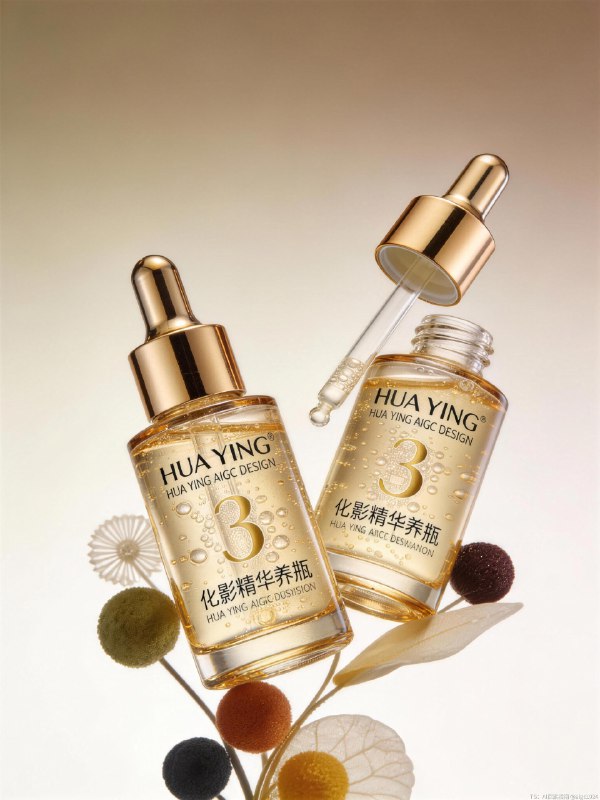 AIGC直出精准控图，护肤品摄影大片（附教程） 既梦4.5+4.1护肤品摄影大片，提示词参考：红色区域为花朵，蓝色区域为绿植