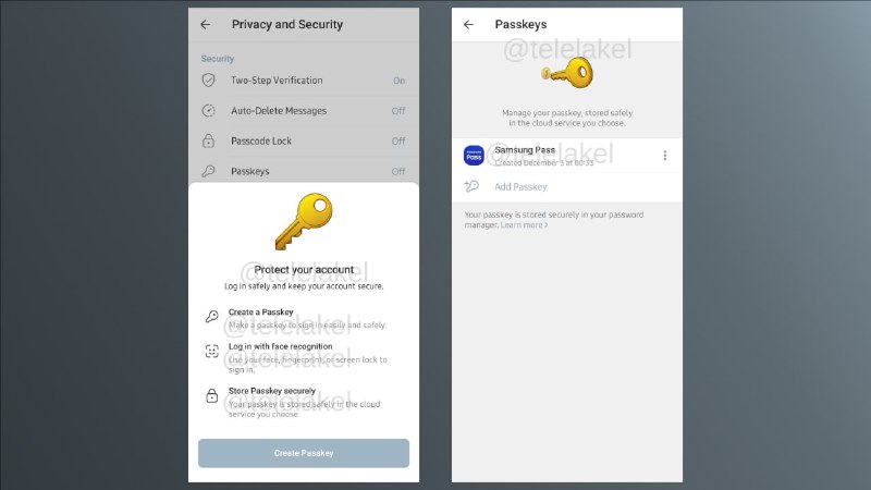 #telegram #betaLog in to Telegram via Passkeys Without Codes or Phone Numbers- Telegram is testing login via Passkeys (no phone number or SMS code).- Sign-in flow: tap “log in using passkey” → opens password manager → biometric/auth confirms → Telegram uses the signature as login + code.- Key details:  - Must be pre-configured in Telegram security settings.  - Passkey is stored on the creation device but can sync to other devices via password managers (Google Passwords, iCloud, etc.).- Benefits:  - Less SMS reliance  - Stronger phishing resistance (stored in secure enclave)  - Faster, biometric login- Status: under development and not yet fully functional.
