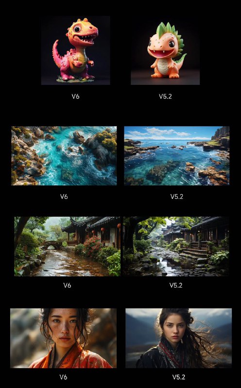 #Midjourney V6上线一些反馈发现（单簧管总结）：- 提示词长度现在是350+- 您可以指定颜色和其他细节- 你可以在画布上放置你想要的东西，如添加文本- 您可以提示多个主题- 你可以像ChatGPT一样和Midjourney聊天- V6能够理解标点和语法的细微差别(即：熊猫吃、射、走）- 可以使用V6制作niji那样的漫画- 可以通过描述图像来为其添加框架或边框如何启用：在 /settings 下拉菜单中选择 V6，或在提示后输入 --v 6