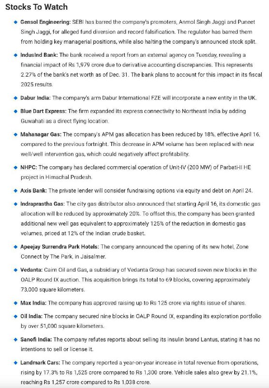STOCKS TO WATCH