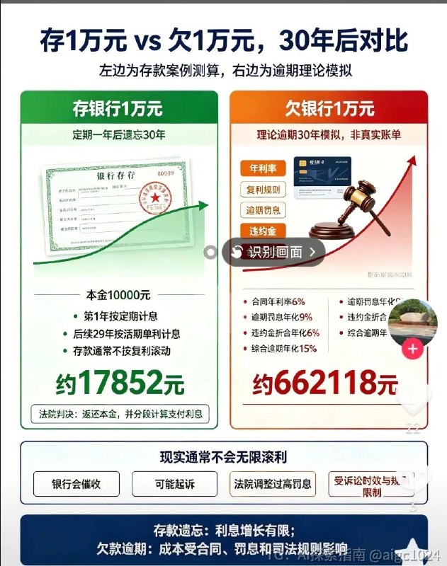 离谱，95年存银行10000元，30 年后到现在只能取到 13000 元，有网友算了一下，如果你是欠银行 1 万元，30 年后你要还 66 万元……让 AI 回测 1995 年 1 月买 1 万美元标普 500，分红全再投资：- 标普 500：分红再投资大约 29.8 万- 英特尔：48.54万 年化 13.0%- 纳斯达克 100：73.99万 年化 14.5%- 苹果：1188 万 年化 25.0%AI探索 | Hermes/OpenClaw｜优质资源｜优质信息