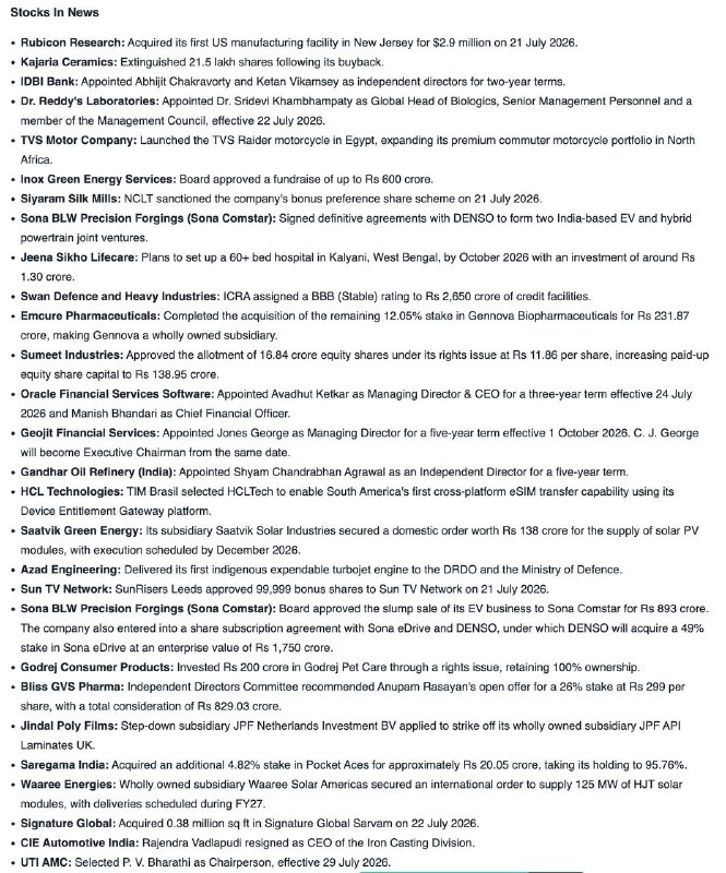 STOCKS IN NEWSSTOCKS IN NEWS