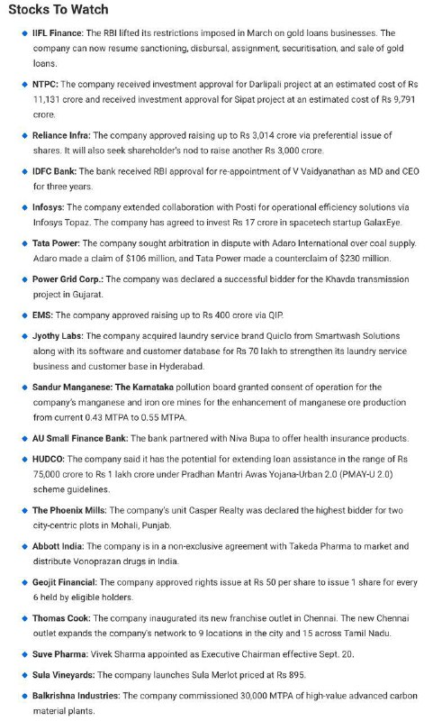 Stocks to watch