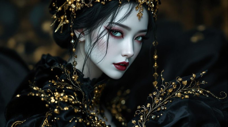 A queen in black and gold. Flux Pro 1.1 Ultra