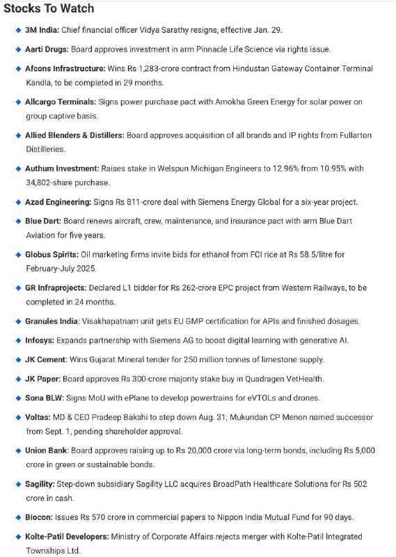 STOCKS TO WATCH