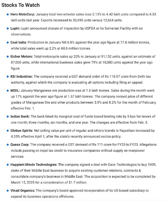 STOCKS TO WATCH