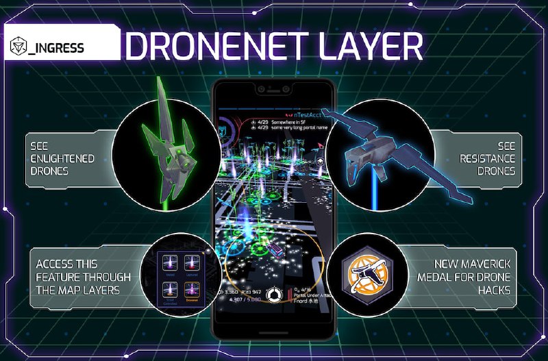 【全新 Dronenet 圖層及相關新功能】Dronenet 圖層即將投入服務！該圖層將會顯示能量塔上現在停泊的遙控機數目