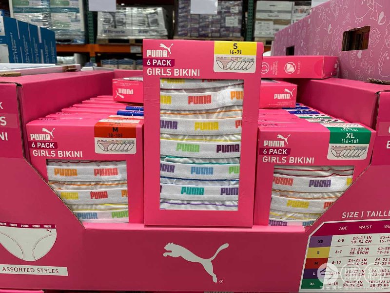 Costco折價通知03/04前 折80元 PUMA 女童棉質內褲六入組 #1308516