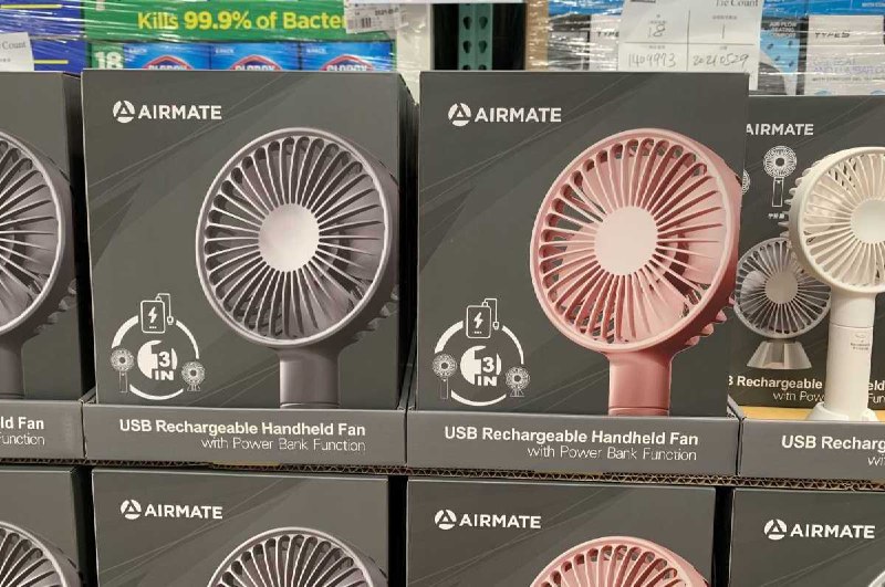 #Costco好市多06月新品通知AIRMATE 艾美特手持風扇2入組-USB充電鋰電池3350MAH #133802