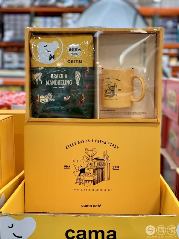 110/08/16 好市多新目擊CAMA 曼巴咖啡豆馬克杯禮盒，阿拉比卡咖啡，中深烘焙、臺灣烘製，還附一個可愛馬克杯
