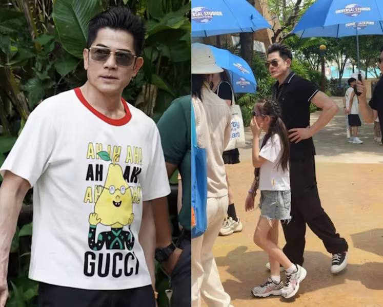 Spotted in SG : Hong Kong actor and singer Aaron Kwok recently visited Universal Studios Singapore and the Singapore Zoo with his wife and 2 older daughters.