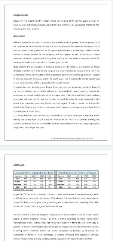 #textile industry outlook by trident