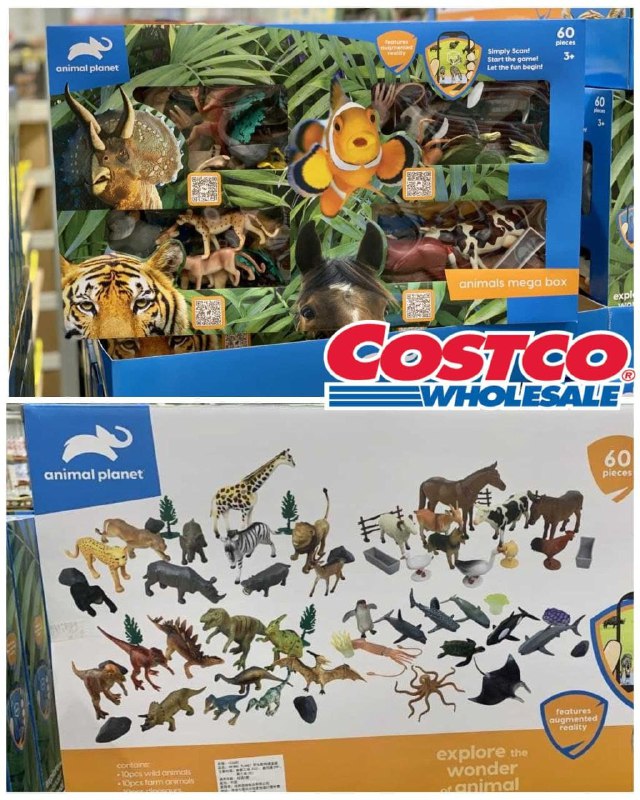 Costco新目擊野生動物禮盒，裡面有超多動物，從遠古到近代動物都有，可以開動物園了!!🐙🐳🦑🦖🐴🦁🐧🐆🦓新商品情報連結 