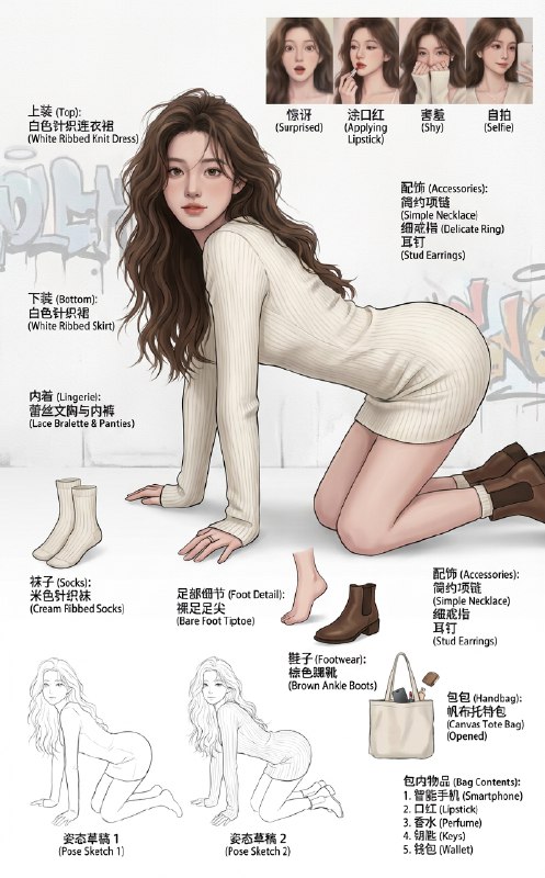 穿搭分解，今天是米色包臀裙～ootd图片来源：@aigc1024穿搭分解，今天是米色包臀裙～ootd图片来源：@aigc1024