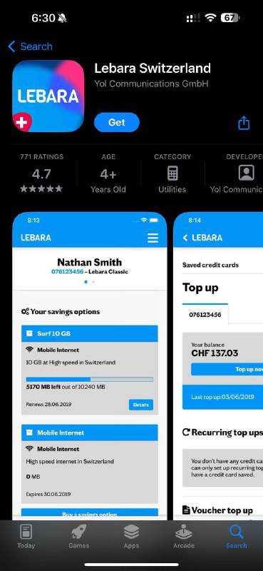 🇨🇭Lebara瑞士eSIM(+41)- 付費項目 (香港):  - 打電話: 5 CHF / min  - 接電話: 3 CHF / min  - 發SMS: 1 CHF / 1  - 漫遊: 15 CHF / MB- 免費: 收SMS- 香港預設漫遊網絡運營商: CSL  - 香港可用網絡運營商: CSL / 3 / SMC HK / CMHK- 電話號碼獲取: 可透過手動輸入- iMessage: 可用- Wi-Fi Calling: 不可用  - 能啟用但是沒效果- eSIM QRcode重複使用: 未測試開卡費用- 0 CHF  - 開卡送10 CHF開卡&啟用eSIM:- 先到這裡- Benefit now- Email (填自己的)- 手機號碼隨便填 (不用驗證)- Scan later- 個人資料  - 需要按護照上的填寫- 帳單地址  - 隨便Google地圖找一個- 選號碼  - 可以一直刷新，刷到自己想要的為止  - 選擇開啟eSIM- Order now- 這是開好帳戶了- 刷新一下網頁 (有eSIM QR code為止)  - 把eSIM加到手機裡- 再刷新下網頁  - 會要求進行實名驗證程序實名認證(KYC)- 護照  - 個人護照頁- 人臉識別  - 會在手機屏幕有粒紅點讓你眼球跟著那個動- 個人是在Lebara上班時間弄的  - 數小時就過了實名驗證保號- 需要每180天有餘額變動備註- 開戶送10 CHF- 號池很多靚號- 漫遊使用很貴  - 建議只用來收SMS- Lebara套皮  - 用的本地營運商Sunrise#瑞士 #esim #KYC🇨🇭Lebara瑞士eSIM(+41)- 付費項目 (香港):  - 打電話: 5 CHF / min  - 接電話: 3 CHF / min  - 發SMS: 1 CHF / 1  - 漫遊: 15 CHF / MB- 免費: 收SMS- 香港預設漫遊網絡運營商: CSL  - 香港可用網絡運營商: CSL / 3 / SMC HK / CMHK- 電話號碼獲取: 可透過手動輸入- iMessage: 可用- Wi-Fi Calling: 不可用  - 能啟用但是沒效果- eSIM QRcode重複使用: 未測試開卡費用- 0 CHF  - 開卡送10 CHF開卡&啟用eSIM:- 先到這裡- Benefit now- Email (填自己的)- 手機號碼隨便填 (不用驗證)- Scan later- 個人資料  - 需要按護照上的填寫- 帳單地址  - 隨便Google地圖找一個- 選號碼  - 可以一直刷新，刷到自己想要的為止  - 選擇開啟eSIM- Order now- 這是開好帳戶了- 刷新一下網頁 (有eSIM QR code為止)  - 把eSIM加到手機裡- 再刷新下網頁  - 會要求進行實名驗證程序實名認證(KYC)- 護照  - 個人護照頁- 人臉識別  - 會在手機屏幕有粒紅點讓你眼球跟著那個動- 個人是在Lebara上班時間弄的  - 數小時就過了實名驗證保號- 需要每180天有餘額變動備註- 開戶送10 CHF- 號池很多靚號- 漫遊使用很貴  - 建議只用來收SMS- Lebara套皮  - 用的本地營運商Sunrise#瑞士 #esim #KYC