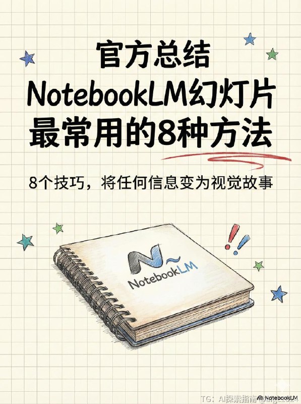 【官方总结NotebookLM幻灯片最常用的8 种方法】Nano Banana Pro 让 NotebookLM 的功能更加强大，能够更有效地整合信息并创建视觉叙事材料