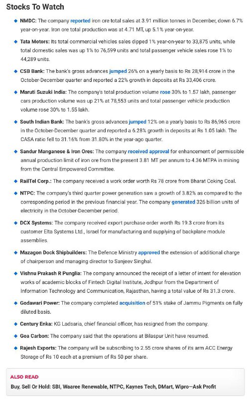 Stocks to Watch
