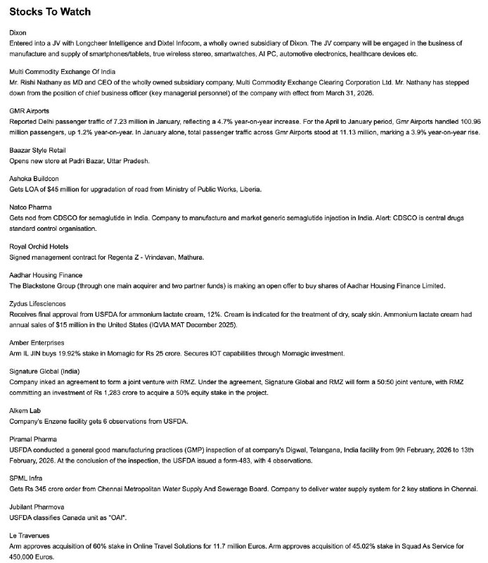 STOCKS TO WATCHSTOCKS TO WATCH