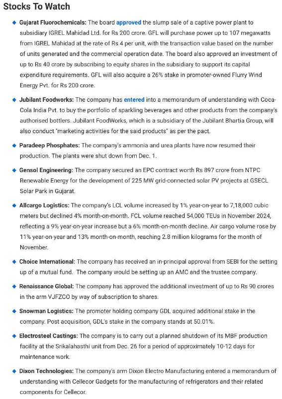 Stocks to WatchStocks to Watch