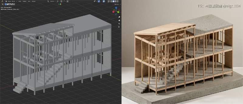让大语言模型不直接画图或建网格，而是通过可执行的 Blender Python 代码参与建筑设计，并用自动渲染回看循环反复修正