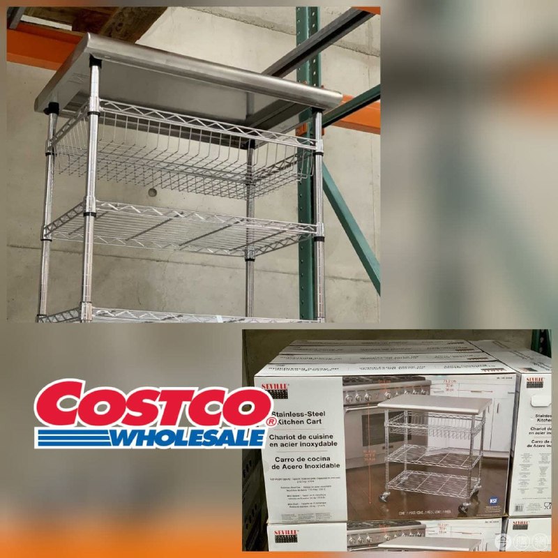 Costco新上架不鏽鋼收納籃車，可以使用在廚房，整體做工還不錯