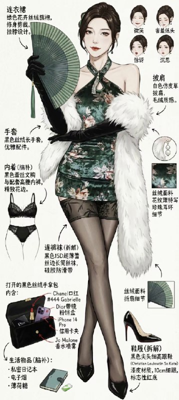 用nano banana打开旗袍女神 这组旗袍拆解插画大家喜欢哪一张呢[飞吻R]@aigc1024