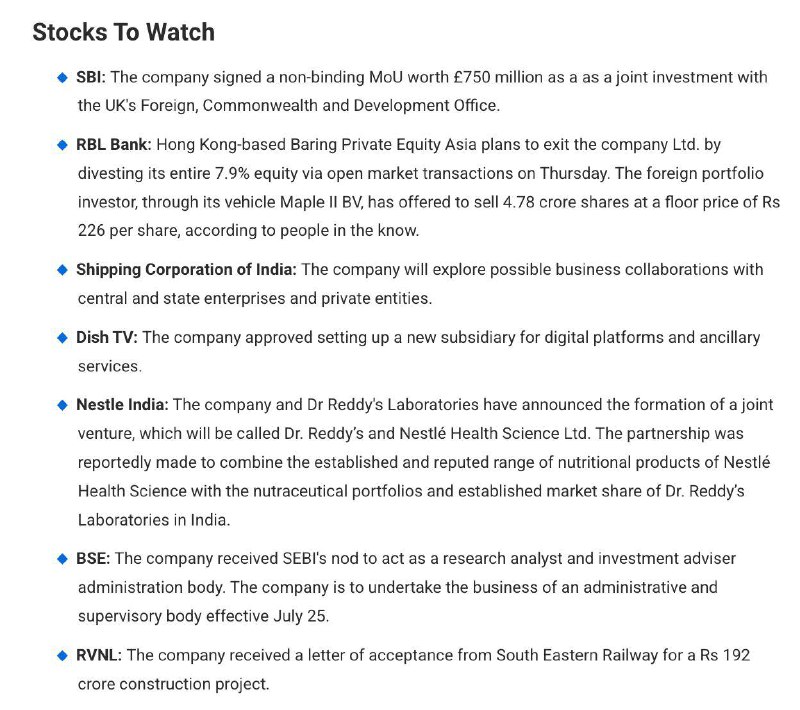 STOCKS TO WATCH